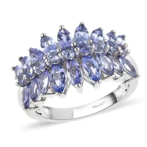 D'Joy Jewelry - Genuine Tanzanite Ring in Platinum over Sterling Silver Sz 7.5! Final Price!